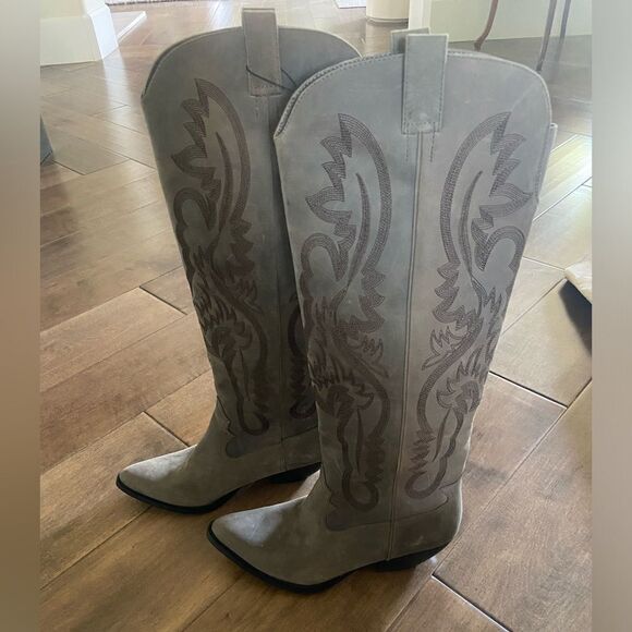 Jeffrey Campbell Finn Tall Western Boot, 8 Brown Leather - Picture 2 of 13